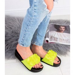 Klapki damskie Abloom SY649 Żółte Neon. Żółte klapki damskie ABLOOM, bez wzorów, z tworzywa sztucznego, bez obcasa. Za 59,00 zł.