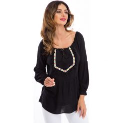 Bluzki damskie: Czarna bluzka w stylu boho 8417