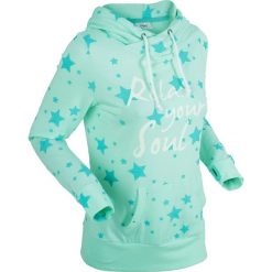 Bluzy damskie: Lekka bluza w gwiazdki, długi rękaw bonprix jasny miętowy melanż