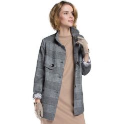 Płaszcz damski 85-9W-102-1. Szare płaszcze damskie marki Wittchen, bez wzorów, z materiału, wizytowe. Za 399,00 zł.