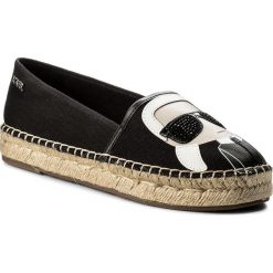 Espadryle KARL LAGERFELD - KL80111 Black Lthr/Textile. Czarne espadryle damskie KARL LAGERFELD, bez wzorów, ze skóry ekologicznej, bez obcasa, na płaskiej podeszwie. Za 589,00 zł.