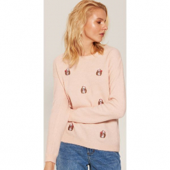 Sweter w jeżyki - Różowy. Czerwone swetry klasyczne damskie marki House, l. Za 79,99 zł.