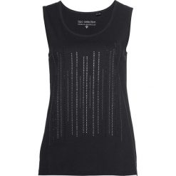 Top bonprix czarno-srebrny. Czarne bluzki damskie bonprix, bez wzorów, bez kołnierzyka, bez rękawów. Za 37,99 zł.
