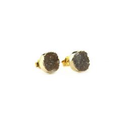 Kolczyki Druza Agatu Jasny Brąz. Brązowe kolczyki damskie Brazi druse jewelry, z agatem, pozłacane, na sztyftcie. Za 170,00 zł.