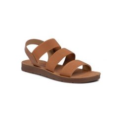 BASSANO WSL996-26 Camel. Brązowe sandały damskie Bassano, bez wzorów, ze skóry ekologicznej, bez obcasa, bez zapięcia. Za 49,99 zł.
