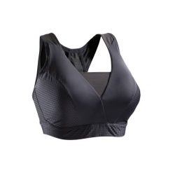 Stanik fitness kardio 900. Czarne biustonosze sportowe DOMYOS, z elastanu. Za 79,99 zł.