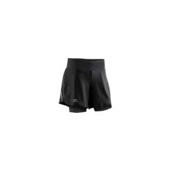 Spodenki do biegania RUN DRY + damskie. Czarne spodenki sportowe damskie KALENJI, l, bez wzorów, z elastanu, do biegania. Za 69,99 zł.