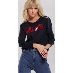 Granatowa Bluza Girl Rule. Niebieskie bluzy damskie Renee, uniwersalny, z nadrukiem, bez rękawów, bez kaptura. Za 99,99 zł.