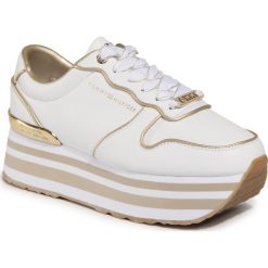 Sneakersy TOMMY HILFIGER - Mettalic Flatform Sneaker FW0FW04699 White YBS. Białe półbuty damskie TOMMY HILFIGER, ze skóry ekologicznej. Za 449,00 zł.