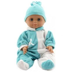 Teddies Lalka-Niemowlę 40 Cm, Twarde Ciało, Niebiesko-Białe Ubranko + Niebieska Czapeczka. Niebieskie czapeczki niemowlęce Teddies, bez wzorów. Za 130,00 zł.