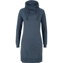 Sukienka dresowa bonprix nocny niebieski. Niebieskie sukienki damskie bonprix, bez wzorów, z dresówki, bez kołnierzyka, bez rękawów. Za 99,99 zł.