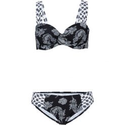 Bikini na fiszbinach (2 części) bonprix czarno-biały. Czarne bikini bonprix. Za 59,99 zł.