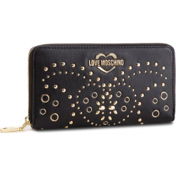 Duży Portfel Damski LOVE MOSCHINO - JC5606PP17LR000A Nero/Galv.Oro. Czarne portfele damskie Love Moschino, ze skóry ekologicznej. Za 479,00 zł.