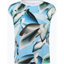 Marc Cain Sports - T-shirt damski, niebieski. Niebieskie t-shirty damskie Marc Cain Sports, z nadrukiem, klasyczne, z klasycznym kołnierzykiem. Za 279,95 zł.