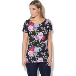 Colour Pleasure Koszulka damska CP-034 7 czarno-różowa r. XL-XXL. Czarne bluzki damskie marki Colour pleasure, xl. Za 70,35 zł.