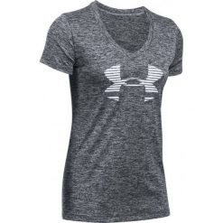 Topy sportowe damskie: Under Armour Koszulka damska Tech SSV Graphic Twist szara r. S (1298188-001)