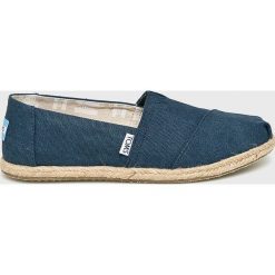 Toms - Espadryle Canvas Rope Sole. Niebieskie espadryle damskie Toms, bez wzorów, z materiału, bez obcasa, na obcasie. W wyprzedaży za 159,90 zł.