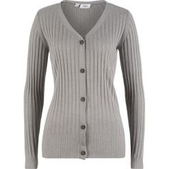 Sweter rozpinany w prążek, z wiskozy bonprix jasnoszary melanż. Szare swetry damskie bonprix, bez wzorów, z wiskozy, bez rękawów, bez kaptura. Za 37,99 zł.