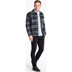 Kurtka męska jesienna C428 - szara. Szare kurtki męskie Ombre Clothing, na jesień, s, bez wzorów, z poliesteru, długie, bez kaptura. Za 89,00 zł.