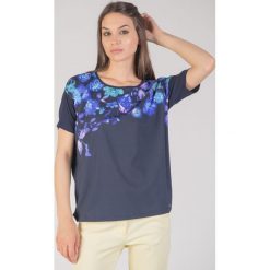 Bluzki damskie: Granatowa bluzka w kwiaty QUIOSQUE