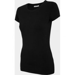 T-shirt damski TSD600 - głęboka czerń - Outhorn. Pomarańczowe koszulki damskie Outhorn, na imprezę, bez wzorów, bez kołnierzyka, bez rękawów. Za 29,99 zł.