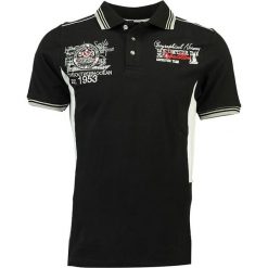 Koszulka polo w kolorze czarnym. Czarne koszulki męskie Geographical Norway Men, m, z haftami, z bawełny, bez rękawów. W wyprzedaży za 90,95 zł.