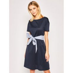 Sukienka dzianinowa Weekend Max Mara Borneo 56210701. Niebieskie sukienki damskie Weekend Max Mara, xs, bez wzorów, z bawełny, bez kołnierzyka, bez rękawów. W wyprzedaży za 479,00 zł.