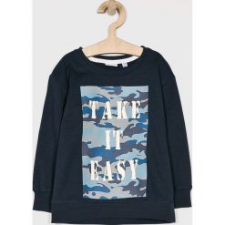 Blukids - Bluza dziecięca 98-134 cm. Niebieskie bluzy chłopięce Blukids, z nadrukiem, z bawełny, bez rękawów, bez kaptura. W wyprzedaży za 29,90 zł.