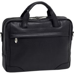 Torba na pasku Montclare, czarna, skóra naturalna 13,3". Czarne torby męskie skórzane Mcklein, w paski, ze skóry, klasyczne, na ramię. Za 689,00 zł.
