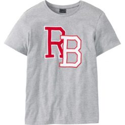 T-shirt Slim Fit bonprix jasnoszary melanż. Szare koszulki męskie bonprix, s, z aplikacjami, sportowe, z okrągłym kołnierzem. Za 24,99 zł.
