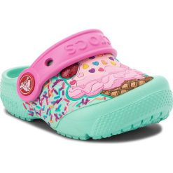 Klapki CROCS - Fun Lab Clog K 205001 Mint/Party Pink. Zielone sandały dziewczęce Crocs, z tworzywa sztucznego, bez zapięcia. Za 129,00 zł.