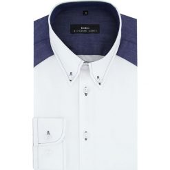 Koszula BIAGIO slim 15-08-30-K. Białe koszule męskie Giacomo Conti, m, bez wzorów, z bawełny, button down, bez rękawów. Za 199,00 zł.