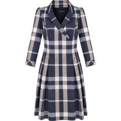 Elegancka sukienka wizytowa w kratę. Sukienki damskie Vito Vergelis, do pracy, na wiosnę, bez wzorów, eleganckie, z klasycznym kołnierzykiem, bez rękawów. Za 529,00 zł.