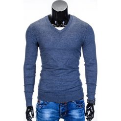 Swetry klasyczne męskie: SWETER MĘSKI E74 – GRANATOWY/MELANŻOWY