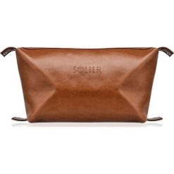 Solier Elegancka skórzana kosmetyczka męska SOLIER brązowa. Pomarańczowe kosmetyczki męskie Solier, bez wzorów, eleganckie. Za 139,00 zł.
