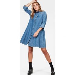 G-Star Raw - Sukienka jeansowa. Niebieskie sukienki damskie G-Star RAW, na co dzień, s, bez wzorów, z bawełny, retro, bez kołnierzyka, bez rękawów, mini, rozkloszowane. W wyprzedaży za 269,90 zł.