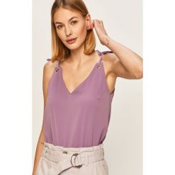Answear - Bluzka Answear Lab. Fioletowe bluzki damskie ANSWEAR, na co dzień, s, bez wzorów, z poliesteru, casualowe, bez kołnierzyka, bez rękawów. W wyprzedaży za 49,90 zł.