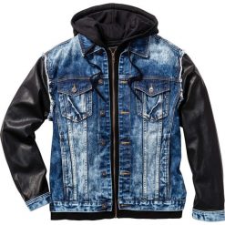 Kurtka dżinsowa Regular Fit bonprix niebieski "stone used". Niebieskie kurtki męskie bomber bonprix, m, z dresówki. Za 269,99 zł.