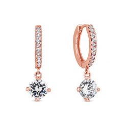Pozłacane kolczyki z kryształami. Żółte kolczyki damskie Diamond Style, z kryształem, złote, z zapięciem typu bigiel. W wyprzedaży za 77,95 zł.