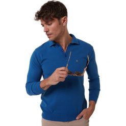 Sweter w kolorze niebieskim. Niebieskie swetry męskie Jimmy Sanders, xxl, bez wzorów, z klasycznym kołnierzykiem, bez kaptura. W wyprzedaży za 119,95 zł.