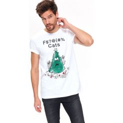 T-shirt xmass. Białe t-shirty męskie Top Secret, na lato, m, z nadrukiem, z bawełny, wizytowe, bez kołnierzyka, krótkie. Za 29,99 zł.