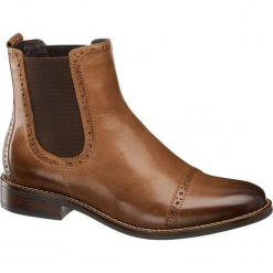 Botki damskie 5th Avenue koniakowe. Brązowe botki damskie na obcasie marki 5th Avenue, z materiału. Za 239,90 zł.