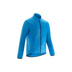 Kurtka przeciwdeszczowa na rower ROADCYCLING 100 męska. Niebieskie kurtki męskie B'TWIN, m, bez wzorów, z poliesteru, bez kaptura. Za 69,99 zł.