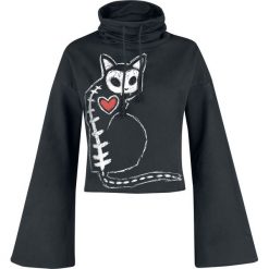 Outer Vision Spooky cat Bluza z kapturem damska czarny. Czarne bluzy damskie z nadrukiem marki Outer Vision, l, z krótkim rękawem, krótkie, z kapturem. Za 121,90 zł.