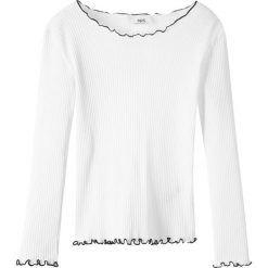 Shirt w prążek z długim rękawem bonprix biało-czarny. Białe bluzki dziewczęce bonprix, bez wzorów, z kontrastowym kołnierzykiem, z długim rękawem, długie, bez kaptura. Za 24,99 zł.