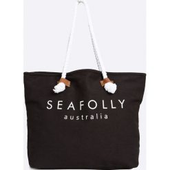 Seafolly - Torebka. Czarne torebki klasyczne damskie Seafolly, z nadrukiem, z bawełny, casualowe, na ramię, duże, z nadrukiem, bez dodatków. W wyprzedaży za 119,90 zł.