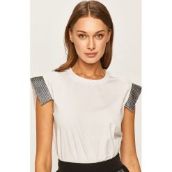 Silvian Heach - T-shirt. Białe bluzki damskie Silvian Heach, s, z aplikacjami, z elastanu, klasyczne, z okrągłym kołnierzem. Za 259,90 zł.