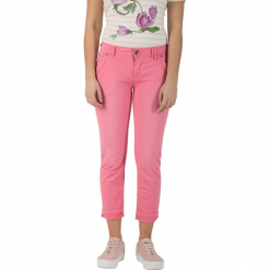 Dżinsy "Nali" - Slim fit - w kolorze jasnoróżowym. Różowe spodnie damskie z wysokim stanem Timezone, w paski, ze skóry. W wyprzedaży za 136,95 zł.