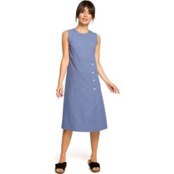 Sukienka midi bez rękawów - niebieska. Niebieskie sukienki damskie BE, s, bez wzorów, z poliesteru, bez kołnierzyka, bez rękawów, midi. Za 179,00 zł.