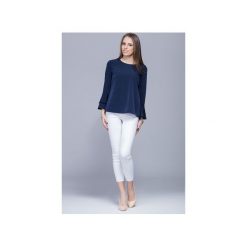 Bluzka z szerokimi rękawami-granat. H030. Niebieskie bluzki damskie Harmony, s, bez wzorów, eleganckie, bez kołnierzyka, bez rękawów. Za 135,00 zł.